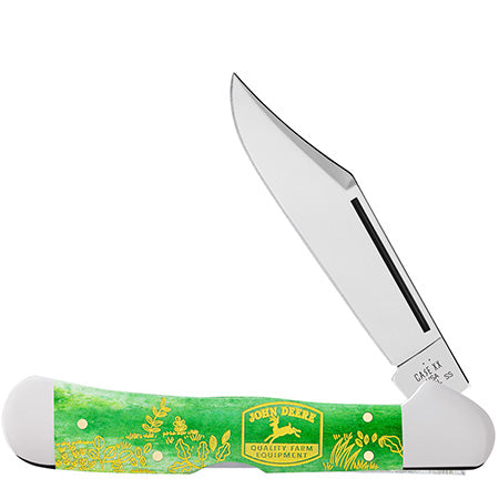 Case XX 15802 Copperlock John Deere Bright Green Bone