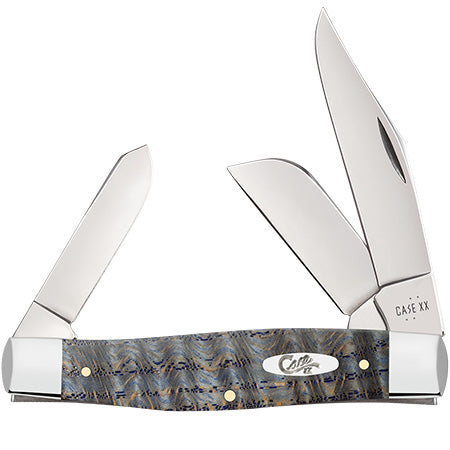 Case XX 47493 Large Stockman Blue Curly Oak Wood