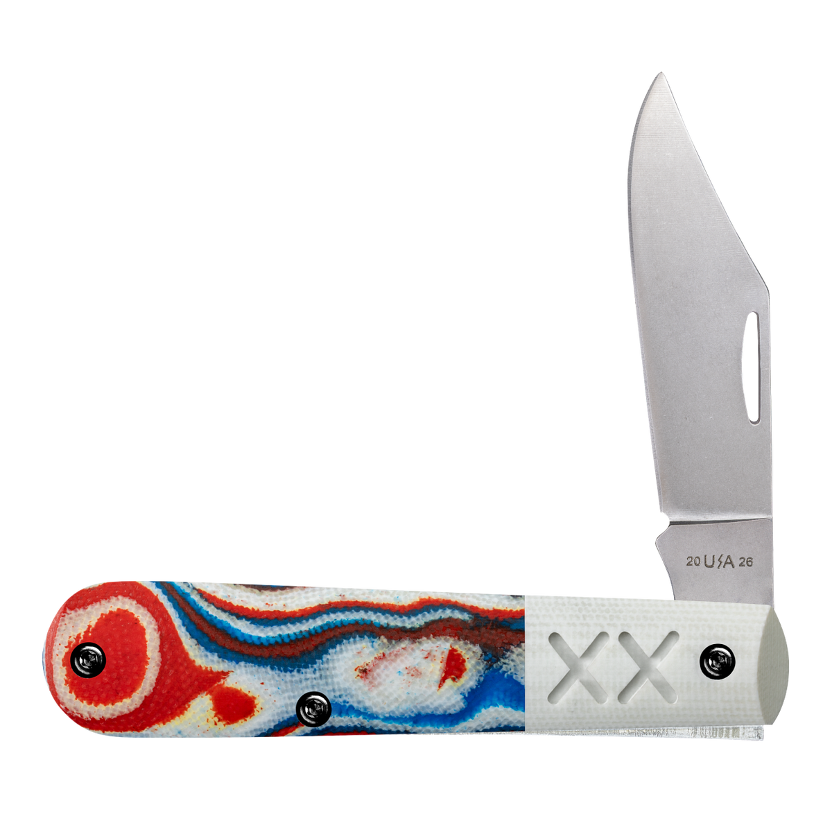 Case XX 53164 Barlow XR Crossroads Red, White & Blue Burl G-10