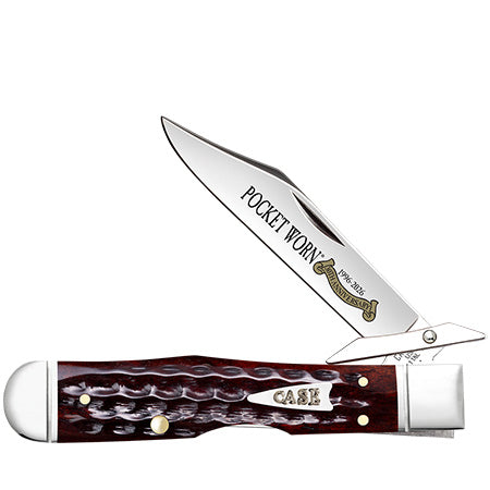Case XX 55236 Cheetah Cub Pocket Worn Mahogany Bone W/Fluted Bolsters