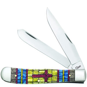 38713 Stained Glass Natural Bone Cross Trapper