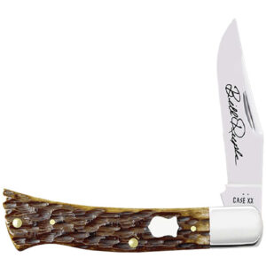 Case XX 10835 Axe Handle Antique Bone Peach Seed Jig Case W/Badge Shield 