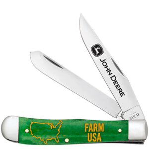 Case XX 15794 Trapper John Deere Embellished Smooth Bright Green Bone